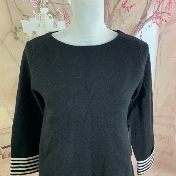 NEW Tahari Black Striped Cuff Sweater - Picture 2 of 10